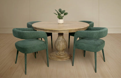 Five Piece Dark Brown Round Solid Wood Dining Set with Four Chairs HomeRoots