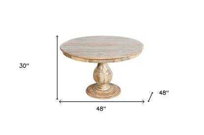 Five Piece Dark Brown Round Solid Wood Dining Set with Four Chairs HomeRoots