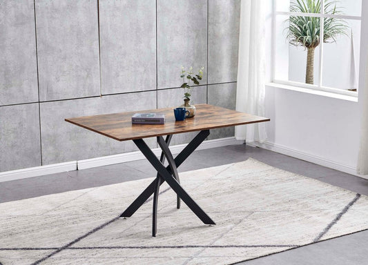 47" Brown and Black Wood and Metal Cross Leg Base Dining Table HomeRoots