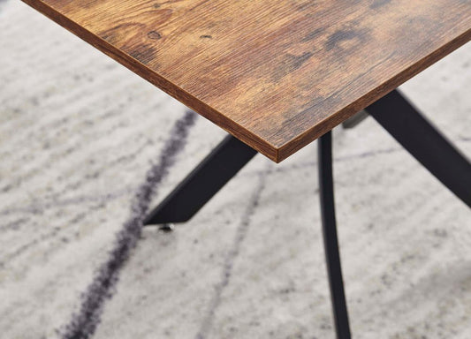 47" Brown and Black Wood and Metal Cross Leg Base Dining Table HomeRoots