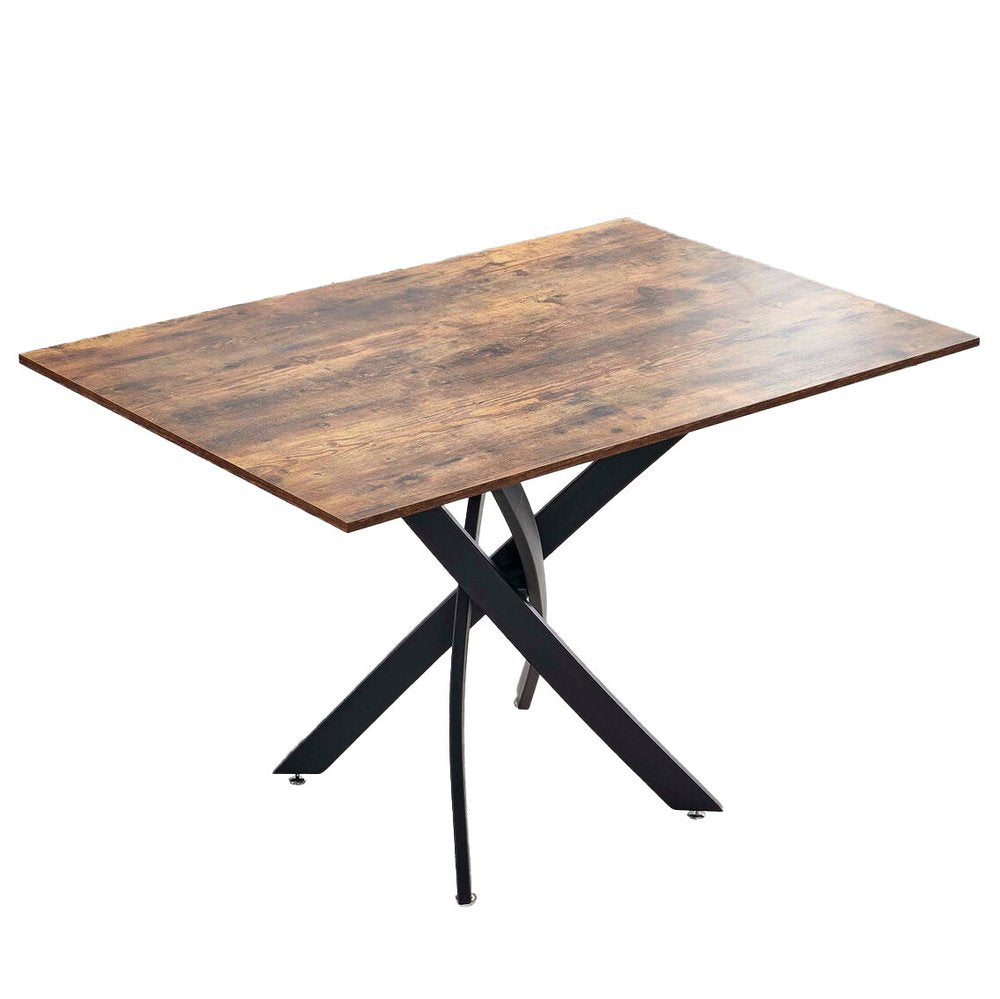 47" Brown and Black Wood and Metal Cross Leg Base Dining Table HomeRoots