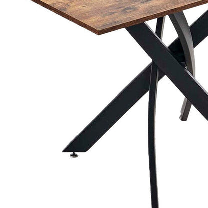 47" Brown and Black Wood and Metal Cross Leg Base Dining Table HomeRoots