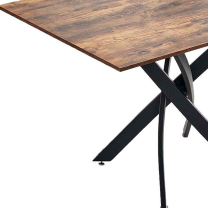47" Brown and Black Wood and Metal Cross Leg Base Dining Table HomeRoots