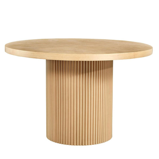 48" Natural Wood Pedestal Base Round Top Dining Table HomeRoots