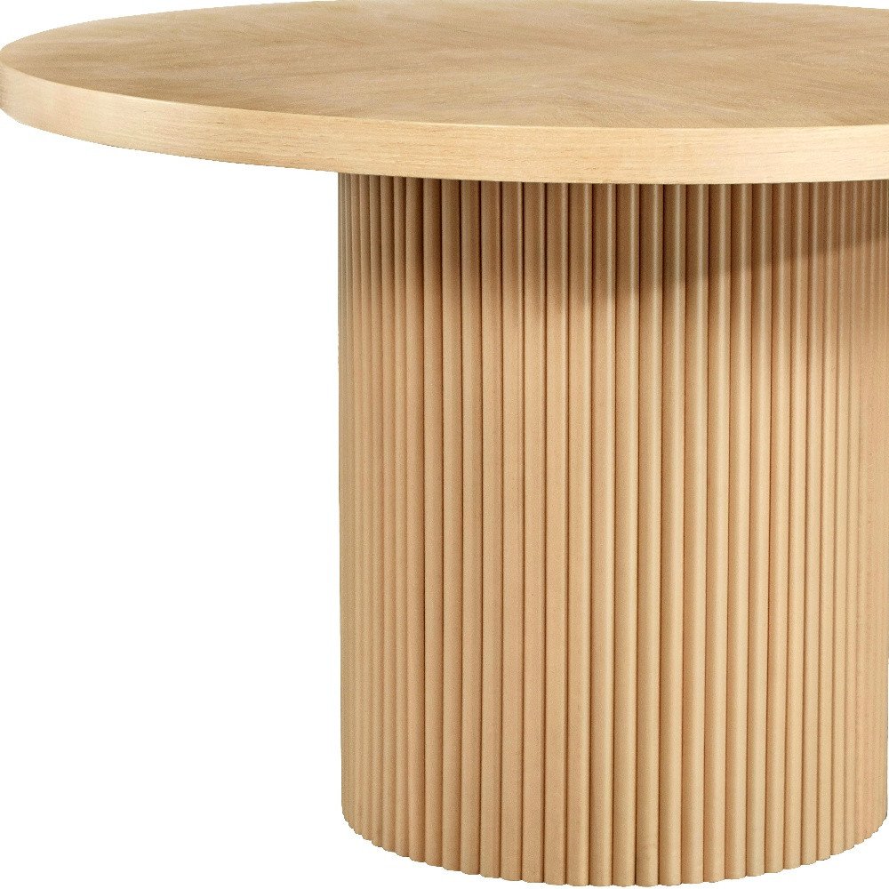 48" Natural Wood Pedestal Base Round Top Dining Table HomeRoots