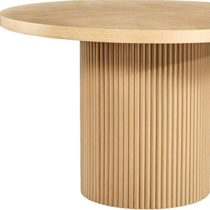 48" Natural Wood Pedestal Base Round Top Dining Table HomeRoots