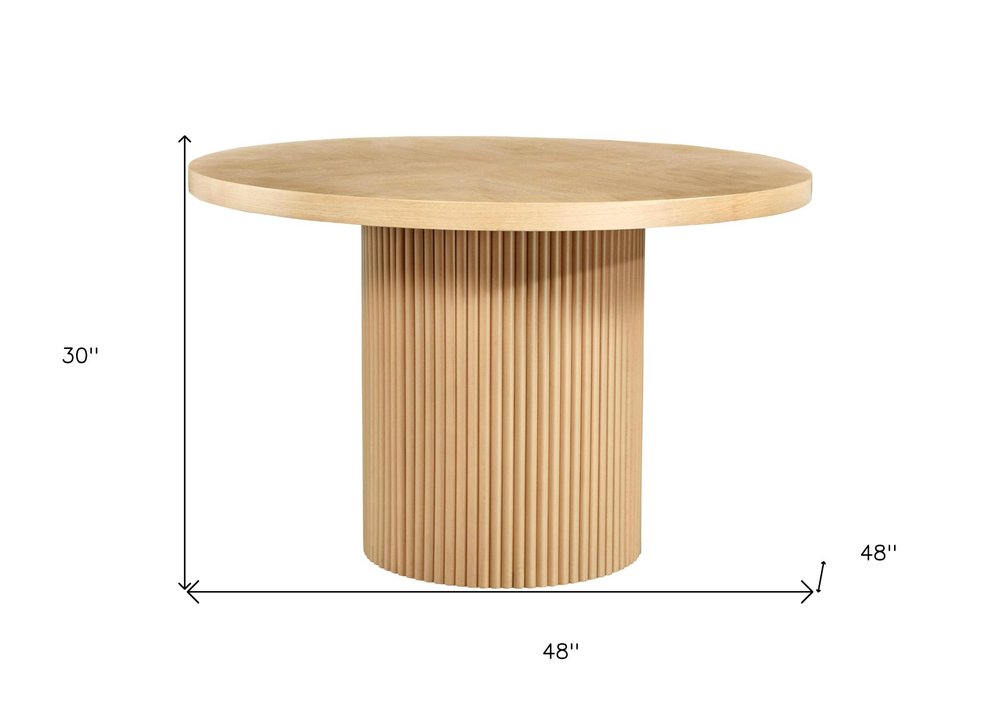 48" Natural Wood Pedestal Base Round Top Dining Table HomeRoots