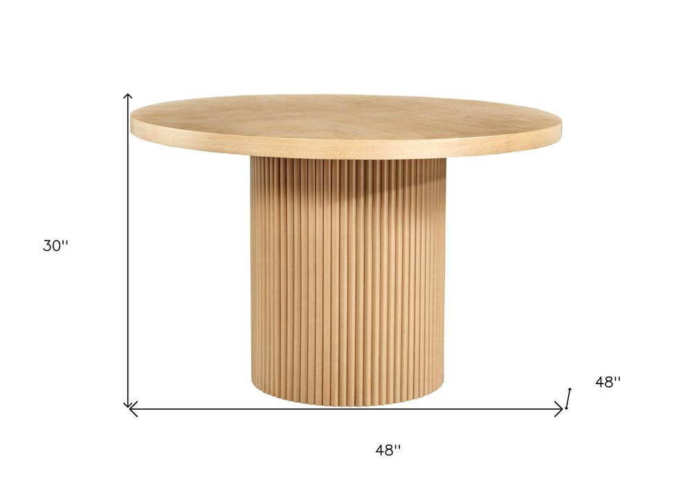 48" Natural Wood Pedestal Base Round Top Dining Table HomeRoots