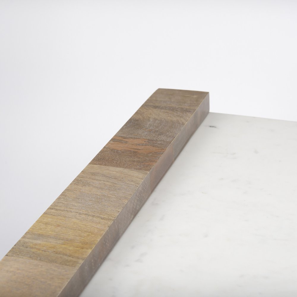 48" Natural and White Solid Wood And Genuine Marble Coffee Table HomeRoots