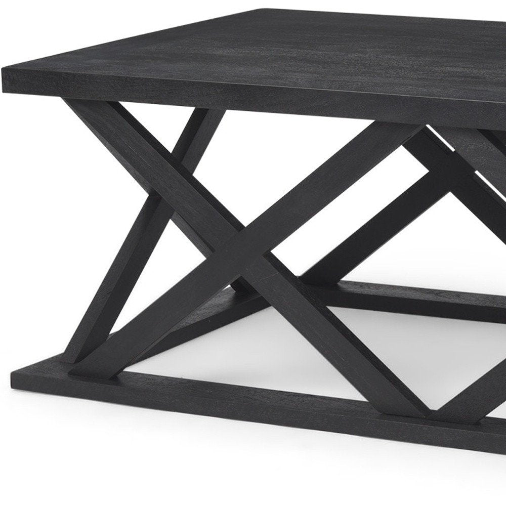 48" Black Solid Wood Geo Frame Coffee Table HomeRoots