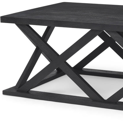 48" Black Solid Wood Geo Frame Coffee Table