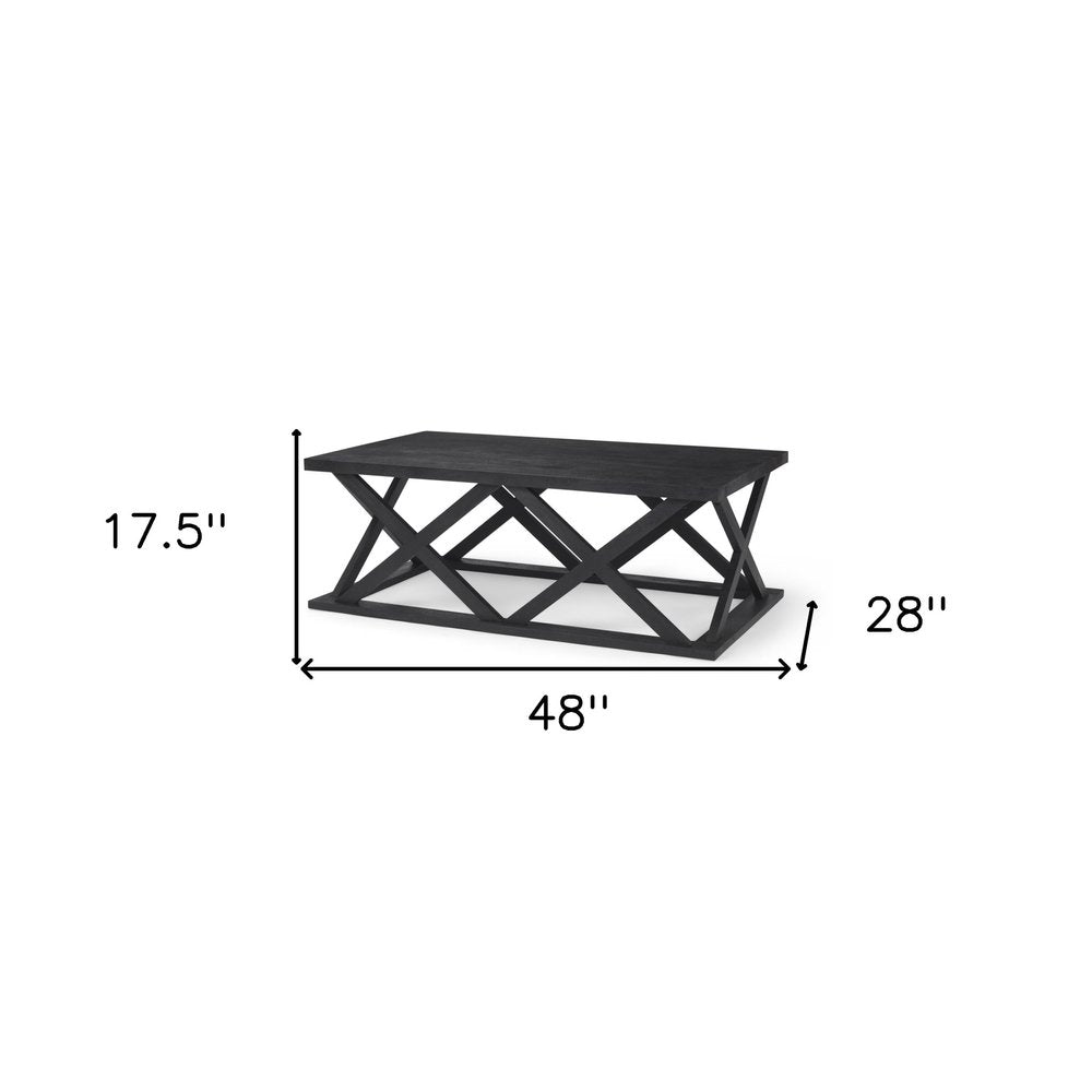 48" Black Solid Wood Geo Frame Coffee Table HomeRoots