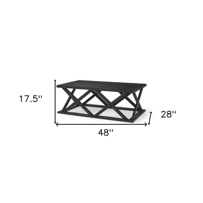 48" Black Solid Wood Geo Frame Coffee Table HomeRoots