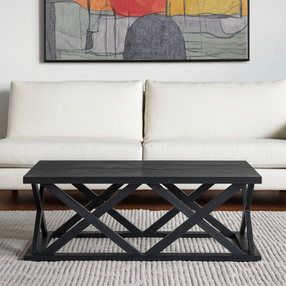 48" Black Solid Wood Geo Frame Coffee Table HomeRoots