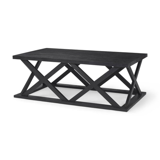 48" Black Solid Wood Geo Frame Coffee Table HomeRoots