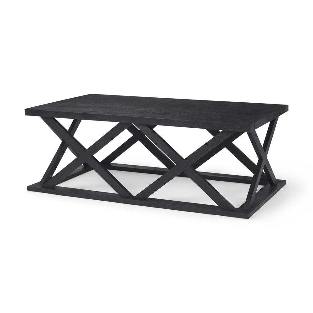 48" Black Solid Wood Geo Frame Coffee Table HomeRoots