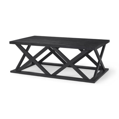 48" Black Solid Wood Geo Frame Coffee Table HomeRoots