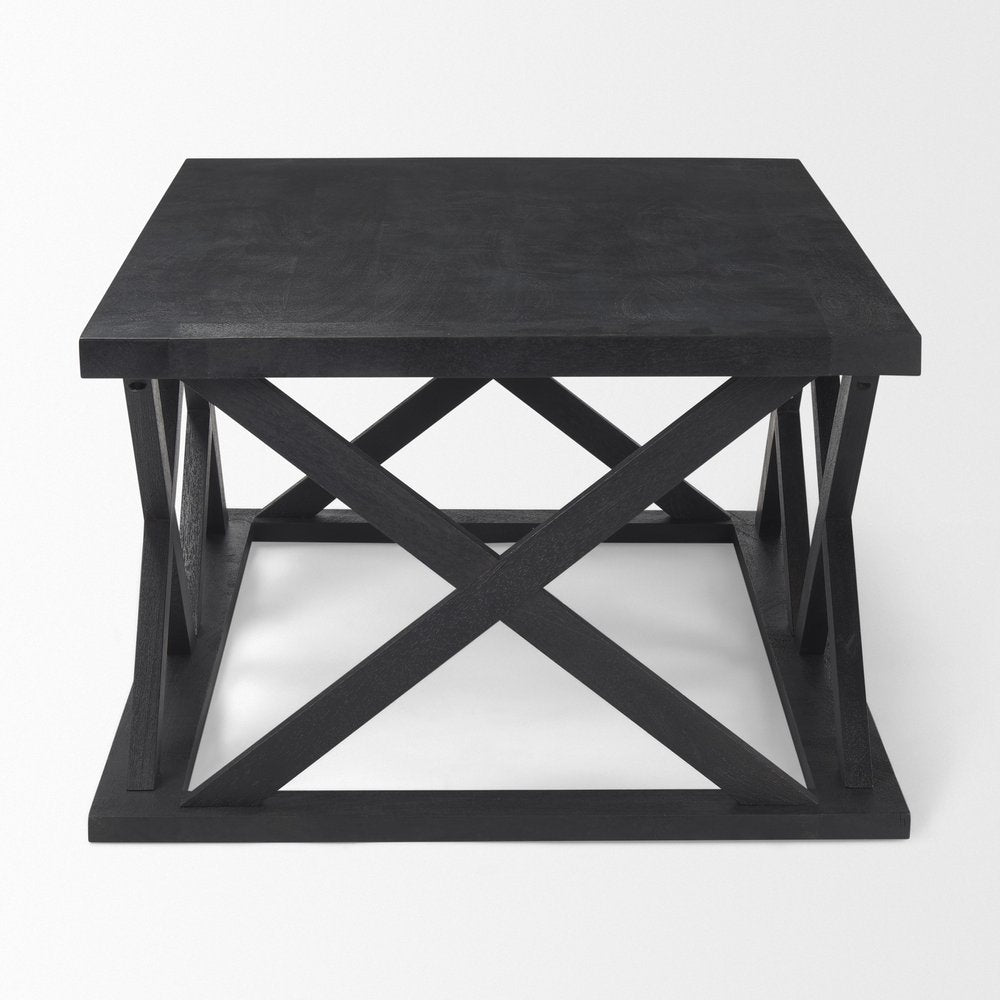 48" Black Solid Wood Geo Frame Coffee Table HomeRoots