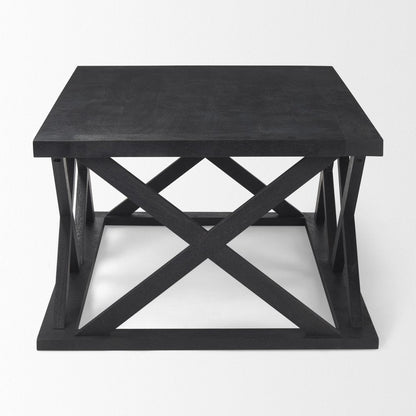 48" Black Solid Wood Geo Frame Coffee Table HomeRoots