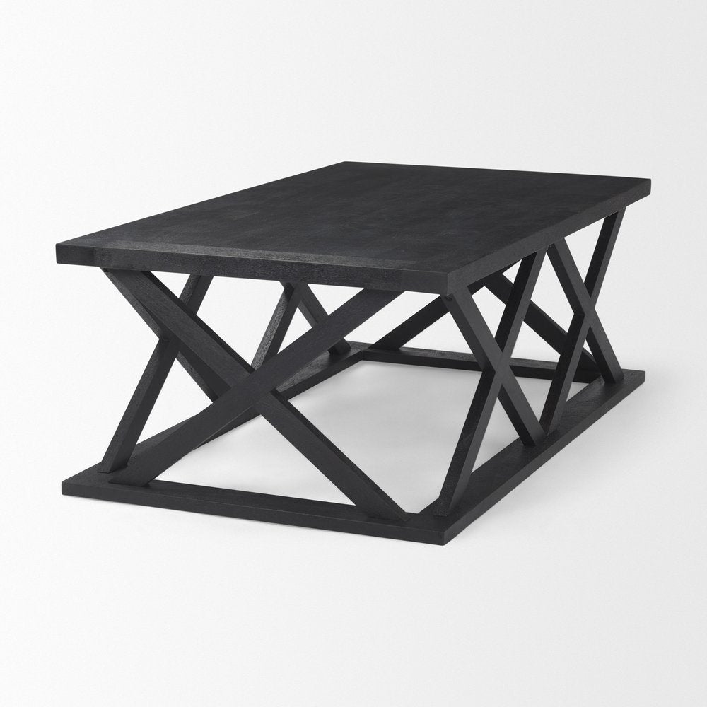 48" Black Solid Wood Geo Frame Coffee Table HomeRoots