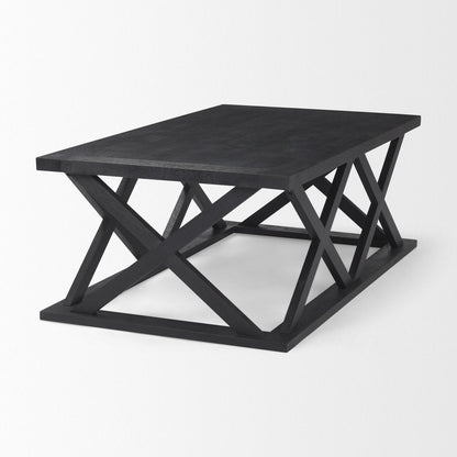 48" Black Solid Wood Geo Frame Coffee Table HomeRoots