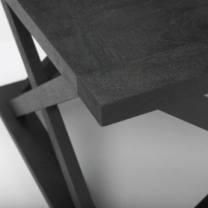 48" Black Solid Wood Geo Frame Coffee Table