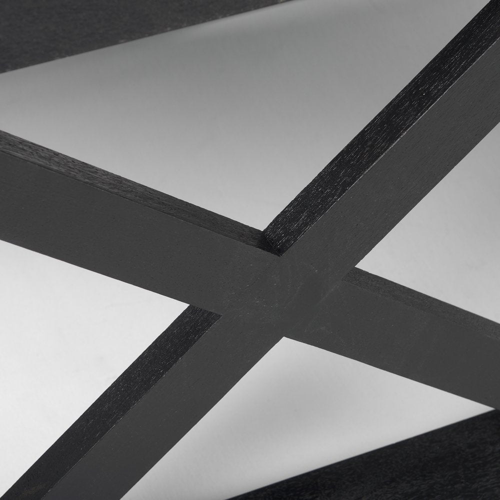 48" Black Solid Wood Geo Frame Coffee Table