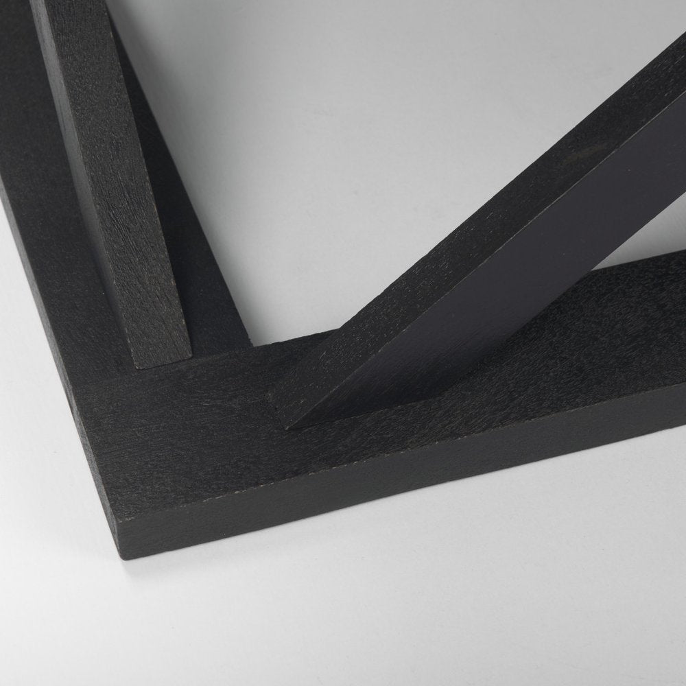 48" Black Solid Wood Geo Frame Coffee Table