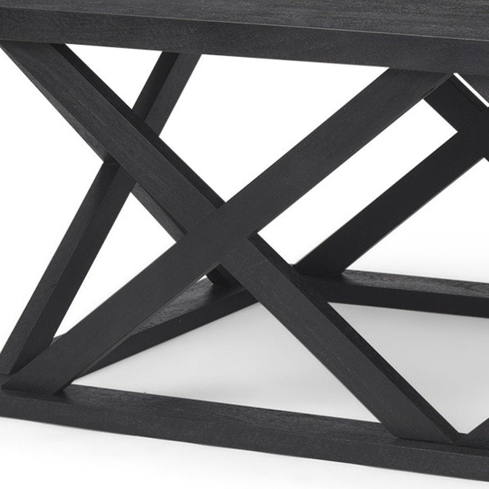 48" Black Solid Wood Geo Frame Coffee Table