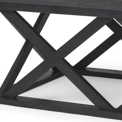 48" Black Solid Wood Geo Frame Coffee Table