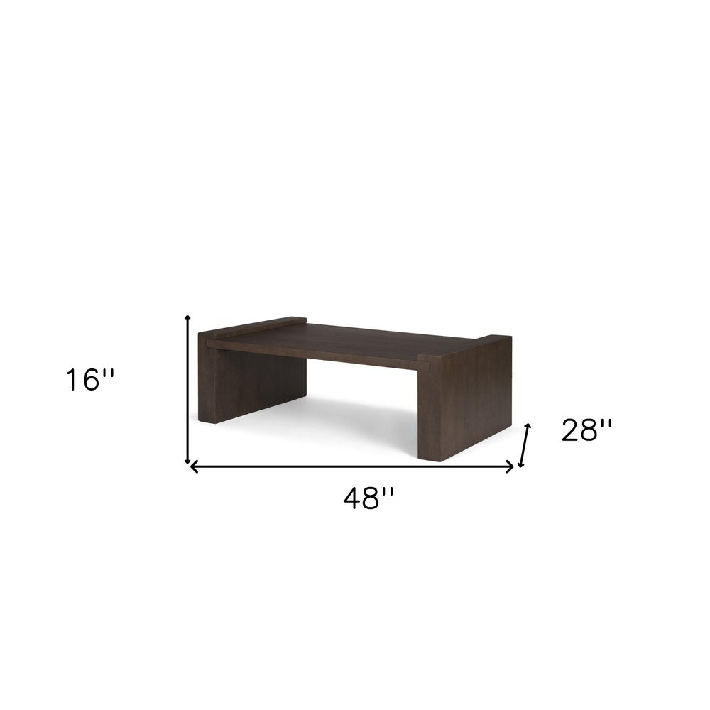 48" Dark Brown Solid Wood Sled Coffee Table HomeRoots