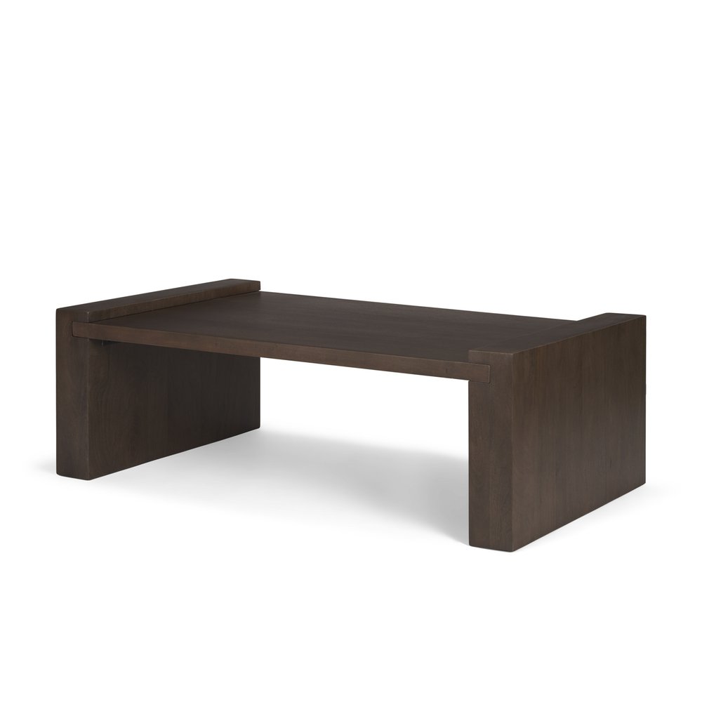 48" Dark Brown Solid Wood Sled Coffee Table HomeRoots