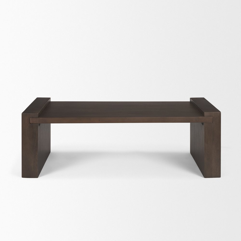 48" Dark Brown Solid Wood Sled Coffee Table HomeRoots