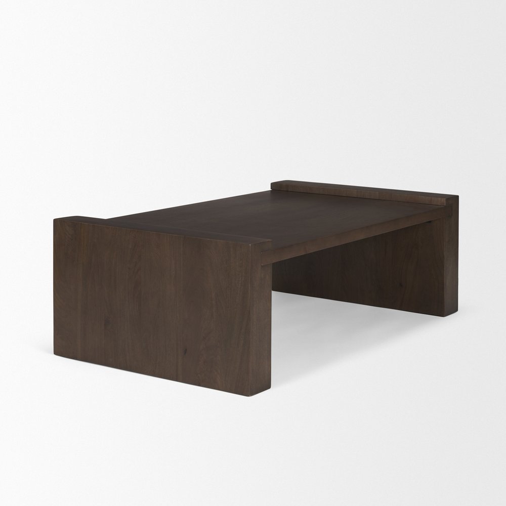 48" Dark Brown Solid Wood Sled Coffee Table HomeRoots