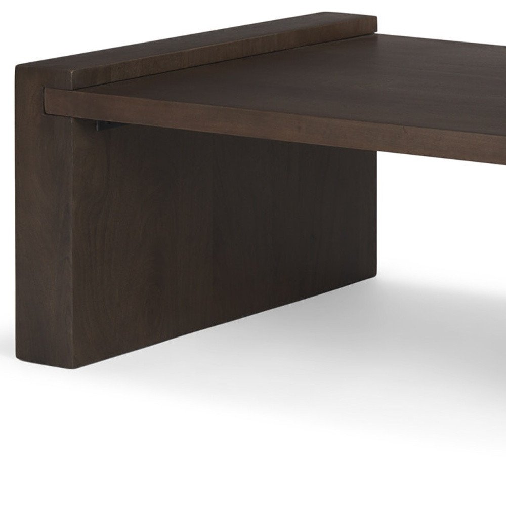 48" Dark Brown Solid Wood Sled Coffee Table HomeRoots