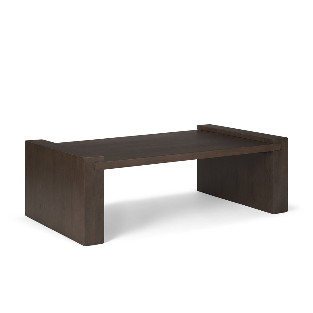 48" Dark Brown Solid Wood Sled Coffee Table HomeRoots