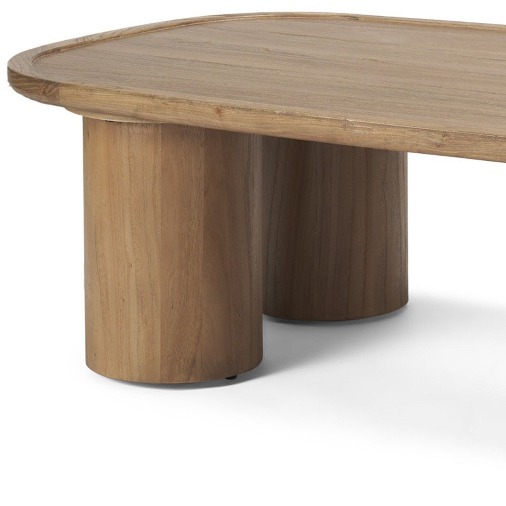 55" Natural Solid Wood Oval Coffee Table — view 10