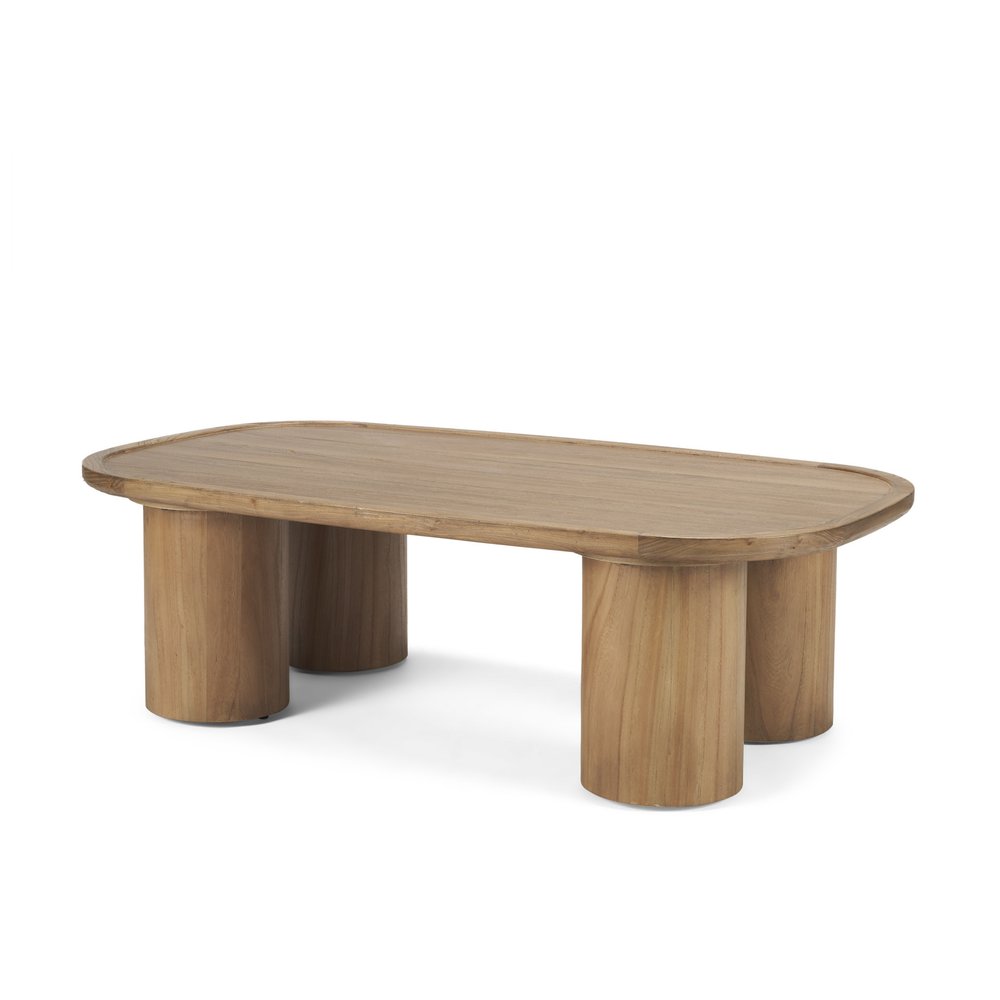 55" Natural Solid Wood Oval Coffee Table HomeRoots