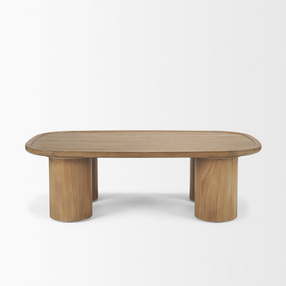 55" Natural Solid Wood Oval Coffee Table HomeRoots