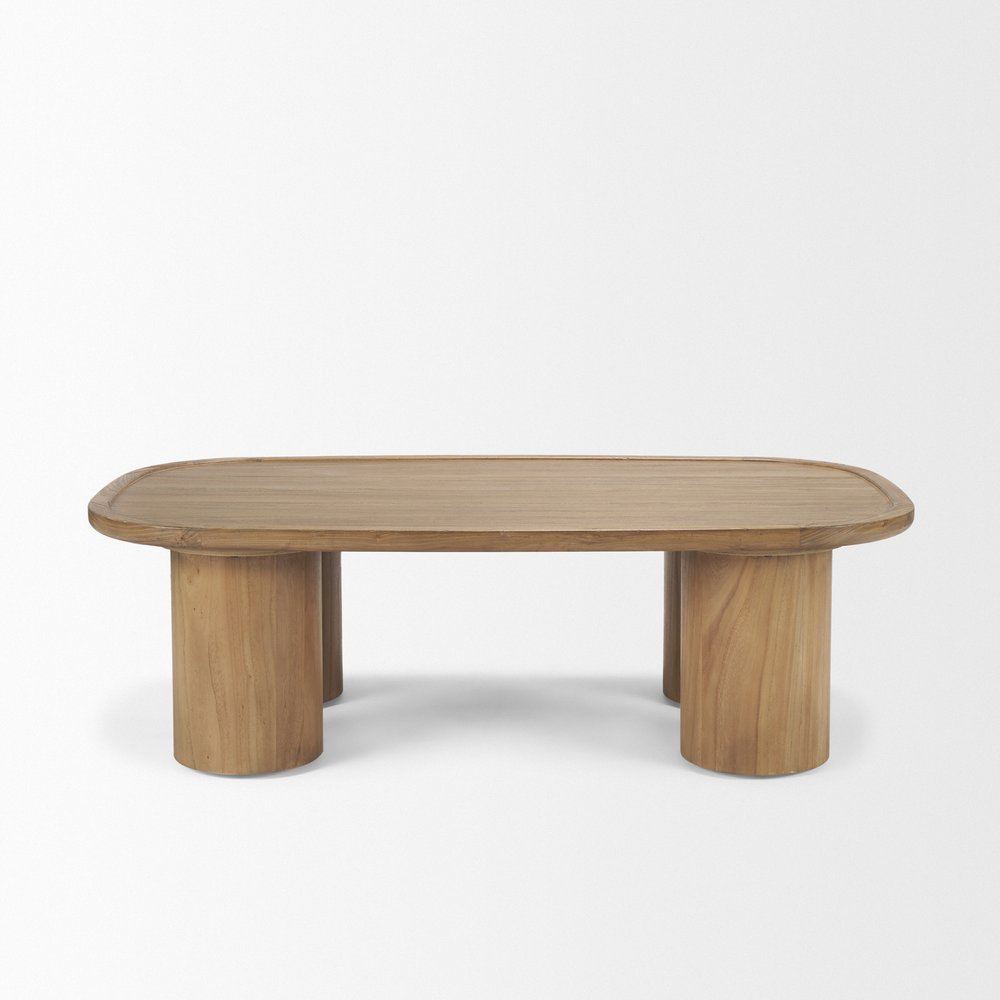 55" Natural Solid Wood Oval Coffee Table HomeRoots