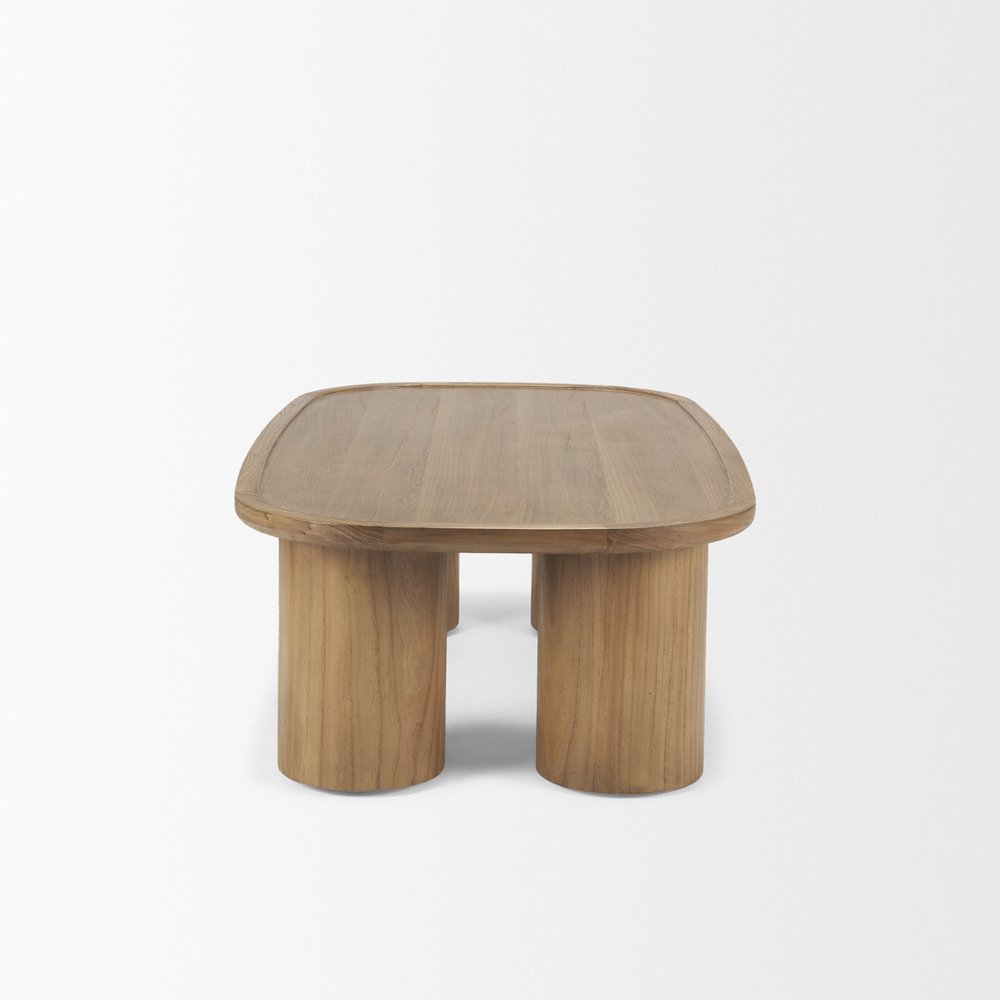 55" Natural Solid Wood Oval Coffee Table HomeRoots