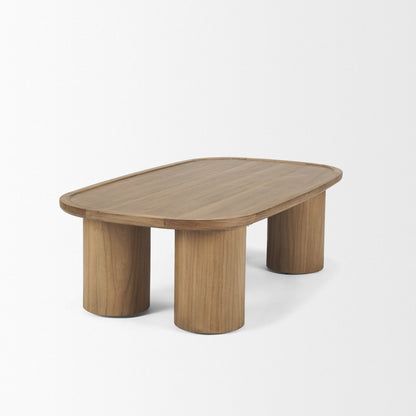 55" Natural Solid Wood Oval Coffee Table HomeRoots