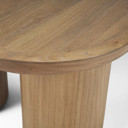 55" Natural Solid Wood Oval Coffee Table HomeRoots