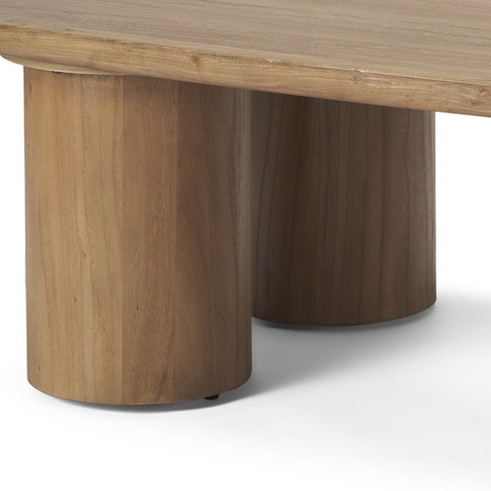55" Natural Solid Wood Oval Coffee Table — view 9