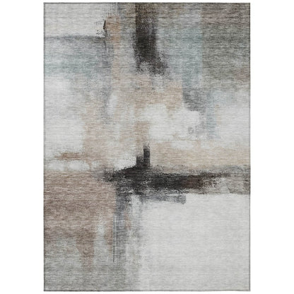 5' X 8' Brown Black And Gray Abstract Washable Indoor Outdoor Area Rug HomeRoots