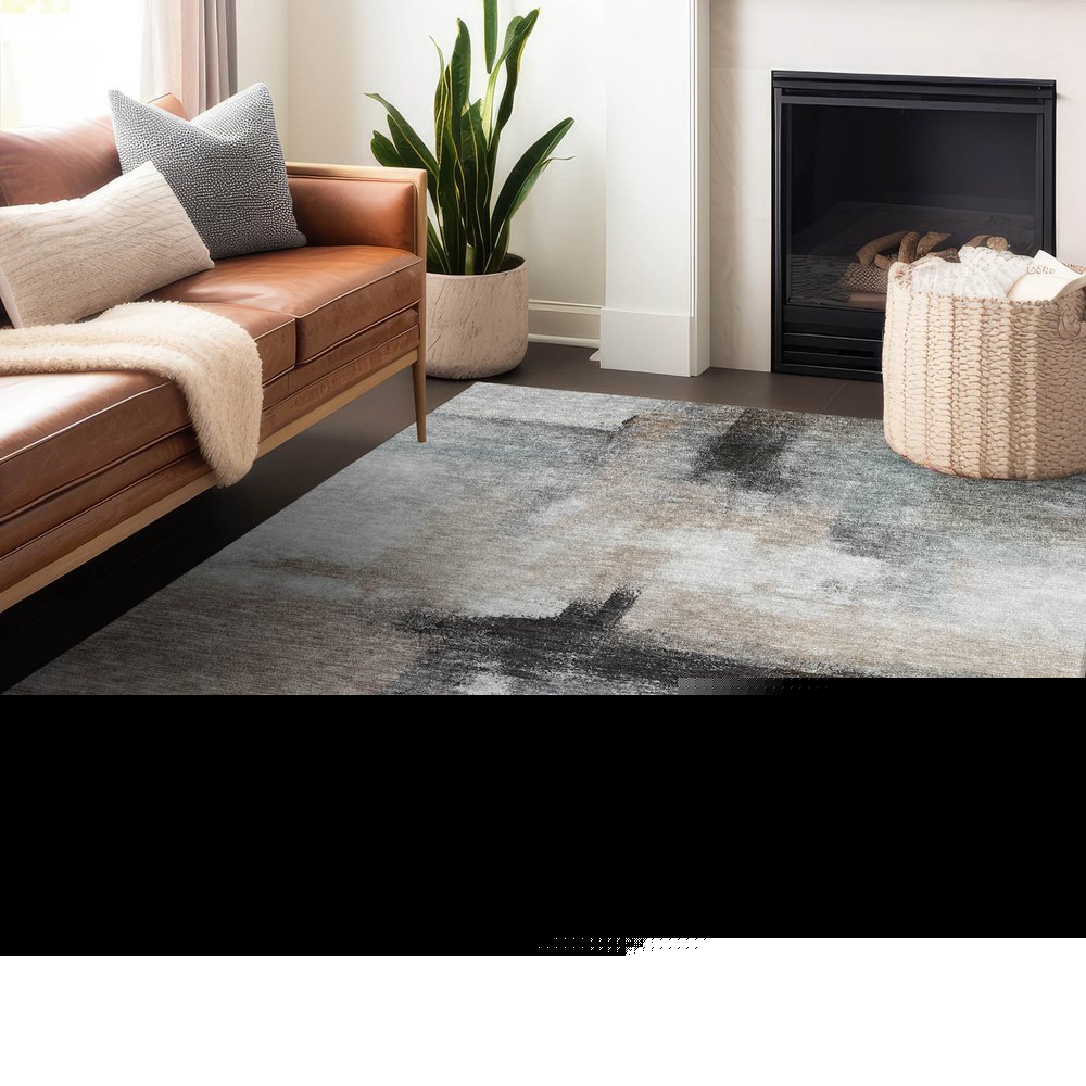 5' X 8' Brown Black And Gray Abstract Washable Indoor Outdoor Area Rug HomeRoots