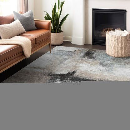 5' X 8' Brown Black And Gray Abstract Washable Indoor Outdoor Area Rug HomeRoots