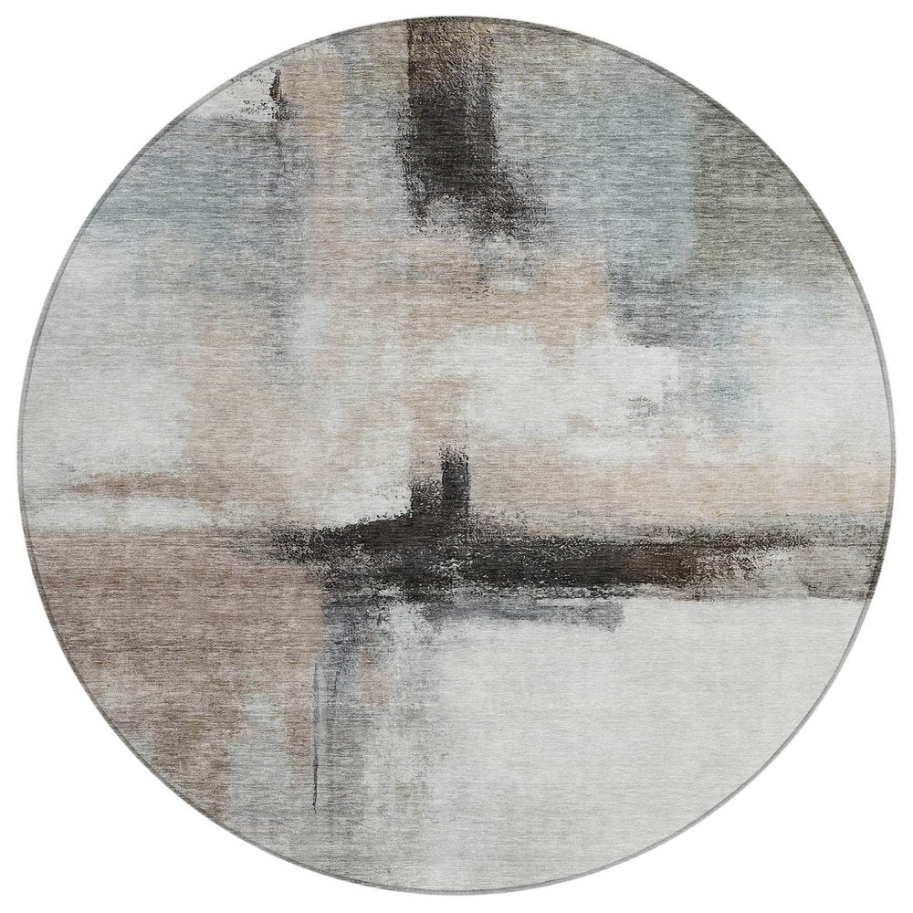 5' X 8' Brown Black And Gray Abstract Washable Indoor Outdoor Area Rug — view 23