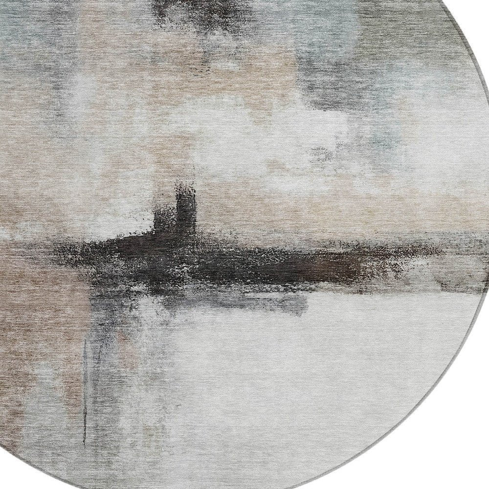 5' X 8' Brown Black And Gray Abstract Washable Indoor Outdoor Area Rug HomeRoots