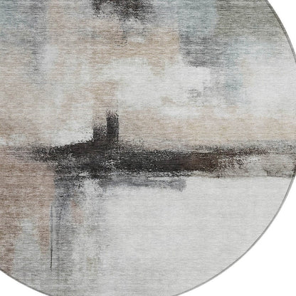 5' X 8' Brown Black And Gray Abstract Washable Indoor Outdoor Area Rug HomeRoots